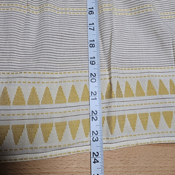 J.JILL Organic Cotton Yellow Peasant Striped Aztec Bell Sleeve Pullover Top MP - Picture 7 of 8